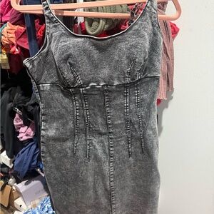 No Boundaries Charcoal Denim Dress